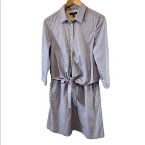 BANANA REPUBLIC Blue&White Striped Tie Top Long Sleeve Shirt Dress M